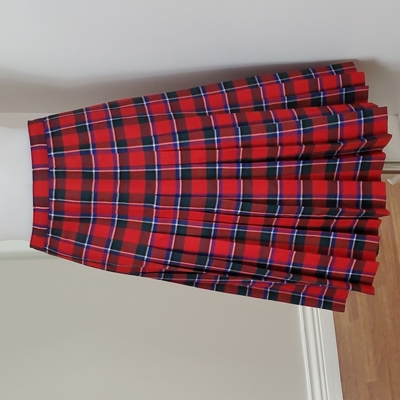 Custom-made professionally Dresses & Skirts - Vintage wool Red plaid Kilt sz 12 M/L